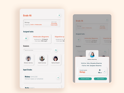 App UI: Parent Teacher communication design indian neumorph neumorphic neumorphism neumorphism ui student teacher white