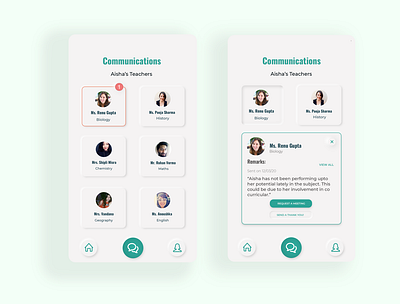 App UI: Teacher communication communication design nature neumor neumorph neumorphic neumorphic design neumorphism neumorphism ui parent teacher ui