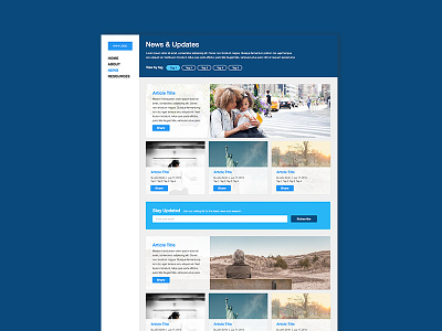 News Grid blue clean design flat grid interface layout news ui web website