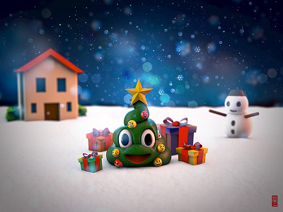 Emoji Christmas Tree c4d christmas cinema4d emoji