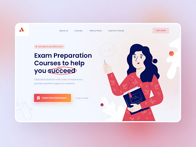 DeltaPlan Landing Page - Exam Preparation Courses design education exams illustration landingpage typography ui ux uxui web web design