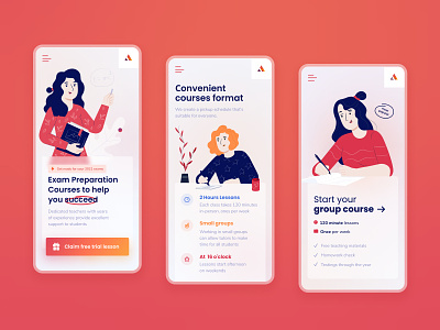 DeltaPlan Landing Page - Exam Preparation Courses design education illustration mobile typography ui ux uxui web web design