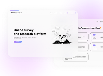 Survey constructor landing page comment design illustration landing poll survey ui ux