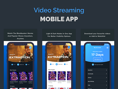 video streaming app adobexd app dark mode design light mode mobile app design ui ux video streaming
