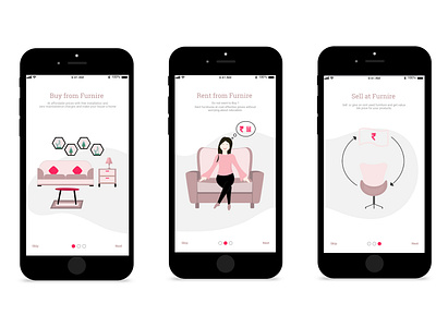 Furniture Rent-Buy-Sale app on-boarding mockups