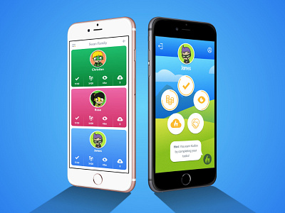 Parent & Kid Screens for Kudoso app dashboard iphone ui design ux design