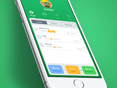 Monitor Screen Time app ios iphone ui design ux design