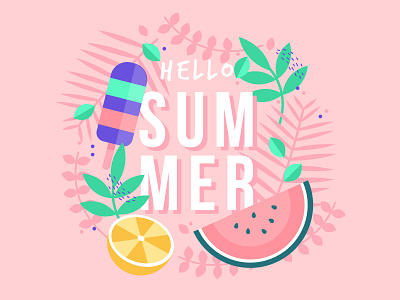 Hello summer design flat illustration