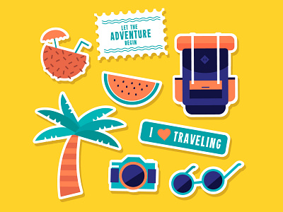 Travel stickers design illustration vector