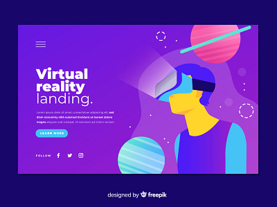 Virtual reality design flat illustration landing vector