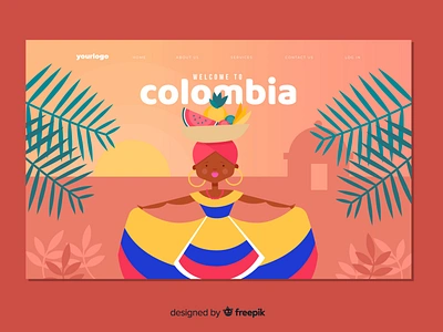 Colombia landing colombia design flat illustration landing vector