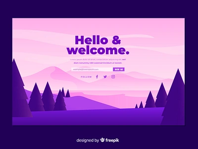 Welcome landing design flat illustration landing vector