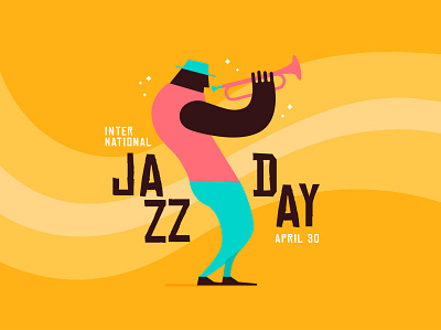 Jazz day design flat illustration jazz vector