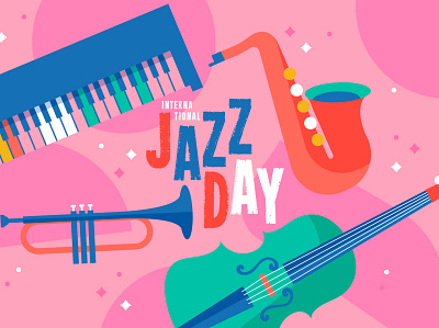 Jazz day design flat illustration jazz vector