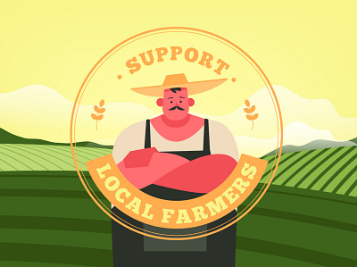Support local design farmers flat illustration local vector