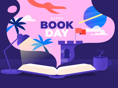 Book day book design flat illustration vector