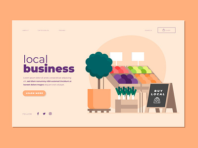 Local business design flat illustration landing vector