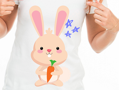 rabbit t-shirt young girls cartoon graphic design logo t shirt