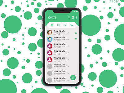 Whatsapp UI idea app design flat green illustration material material ui radial ui ux vector whatsapp