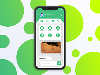 Whatsapp UI idea app design flat green illustration material material ui radial ui ux vector whatsapp