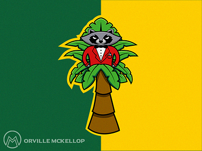 Raccoon in a Palm Tree Mascot Logo