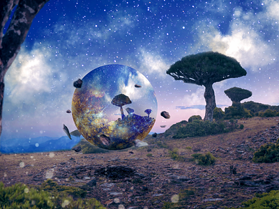 The Visitor alien art artwork composite image composites digital digitalart galaxy landscape photoshop planet sci fi science scifi space stars stock surreal surrealist
