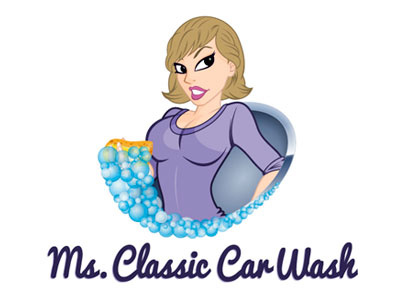 Ms. Classic Car Wash Logo car wash cars hot chick lady logo