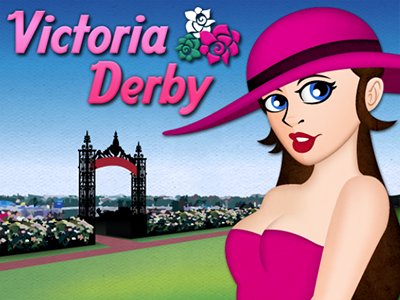 Victoria Derby Promo australian beauty brunette derby hat flowers girl horse racing racetrack