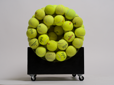 A tennis ball log bench branding chuffle furniture product tennis tennis balls
