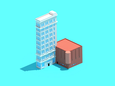 Bresee Tower architecture blender building isometric low poly lowpoly