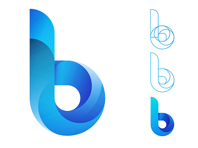 b Letter Mark b blue gradient letter mark logo vector