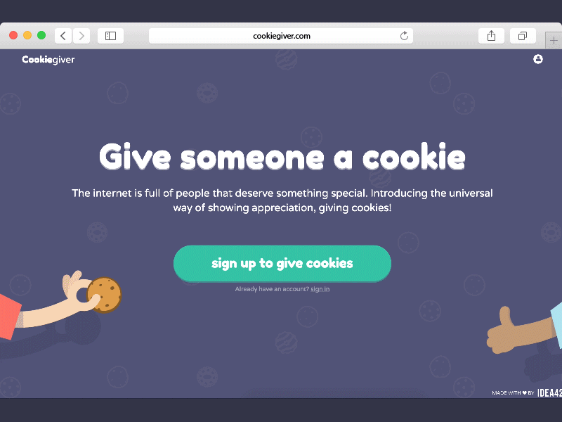 Cookie Giver - Home cartoon cookie form illustration input people ui ux web