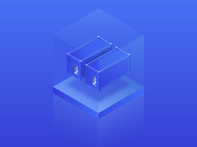 Data center (mining farm or mining container) 3d bitcoin blockchain branding container crypto cryptocurrency designer digital farm gradient gradients icon illustration isometry miner technology ui ux vector
