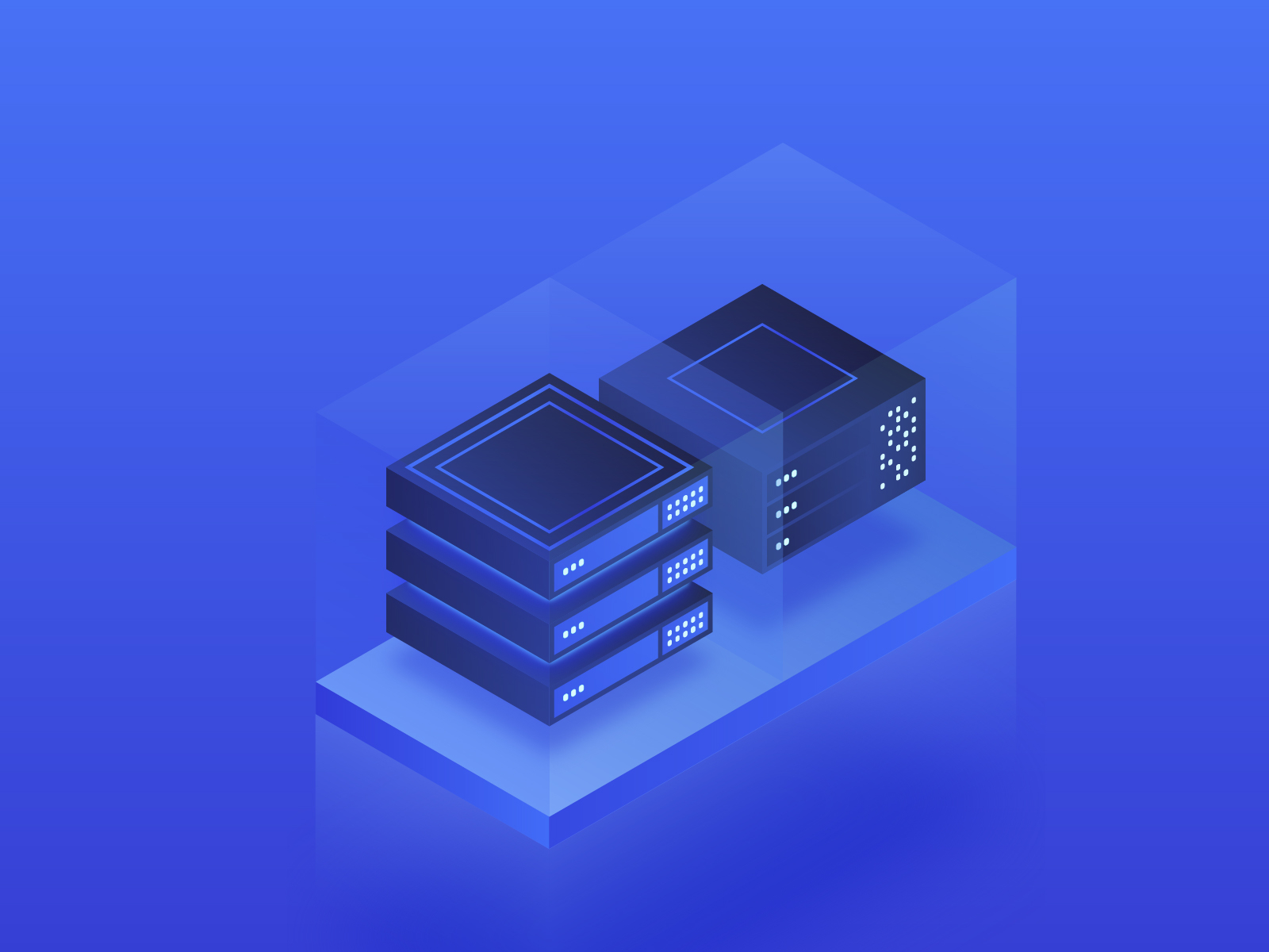 Isometric server - data center 3d affinity bitcoin computer connection crypto cryptocurrency database design digital glow gradient illustration isometry mining network server tech technology token