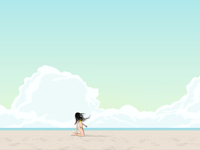 The Girl on the Beach art design illustration