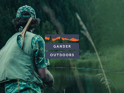 Gander Outdoors camping fishing hunting identity logo mountains outdoors trees
