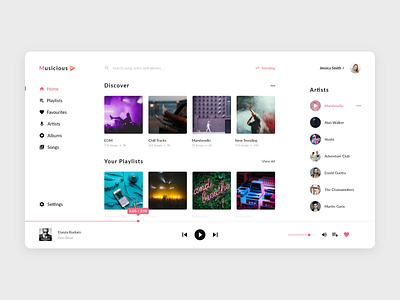 Music Player Web App (Light) design light theme music app music player ui web web app