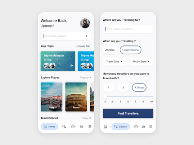 Travel App Home and search screen app design design minimal travel app ui user interface design userinterface