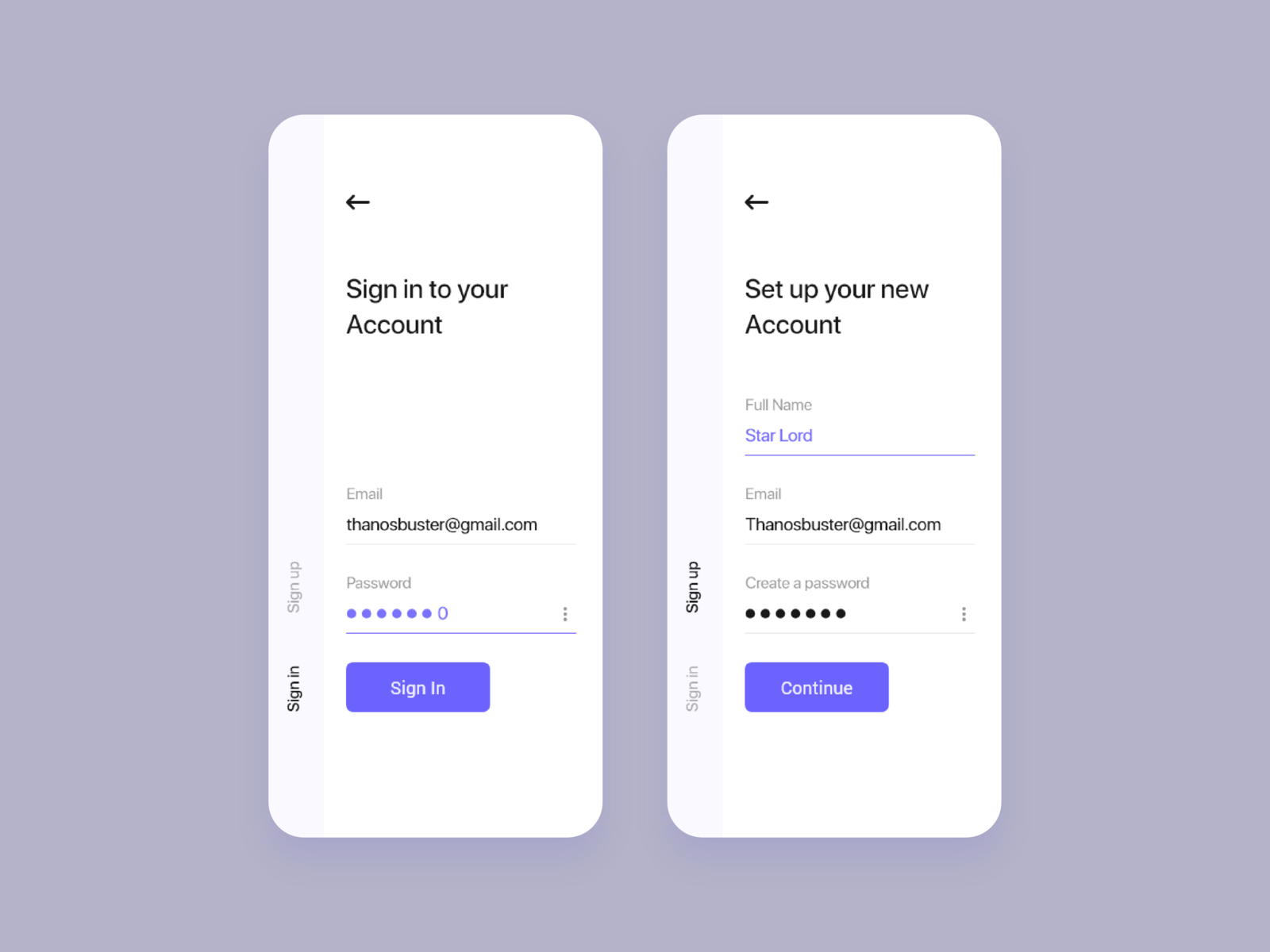 Minimal Sign In and Sign Up screens by Tushar Palei on Dribbble