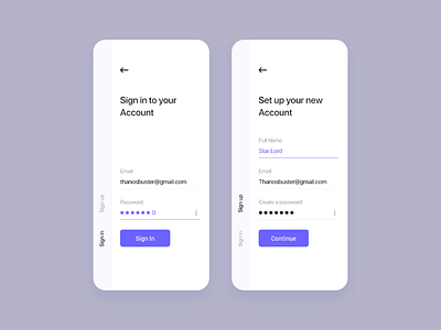 Minimal Sign In and Sign Up screens app design dayliui design minimal sign in signup ui userinterface