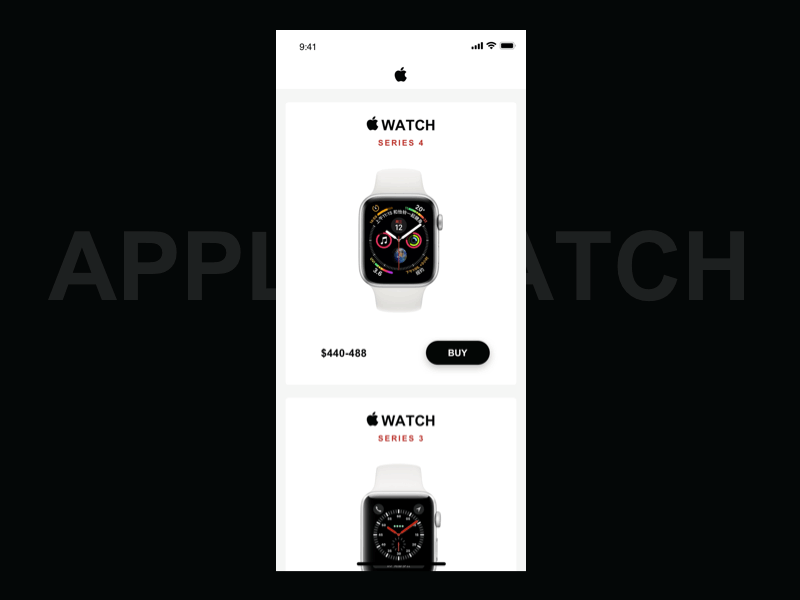 UI interface app of Apple watch