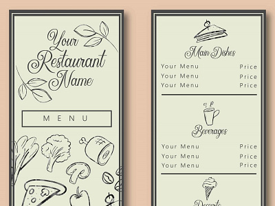 Portrait Menu Template breakfast brochure cafe coffee cooking cover creative design drawing flyer food graphic icon illustration logo menu restaurant template vector vintage