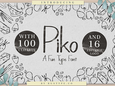 Piko A Fun Type Font background banner cooking creative design element elements floral font food icon illustration kitchen logo template ui vector vintage watercolor wedding font