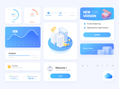 UI KITS 2.5d blank blue cloud default design empty illustration isometric percent process ux