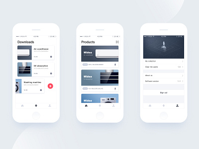 Midea app card household appliances interface design minimalist ui