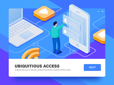 UBIQUITIOUS ACCESS 2.5d blank blue default design guide home page illustration isometric page