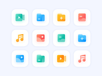 File Types blue design folder illustration music pictures ui video