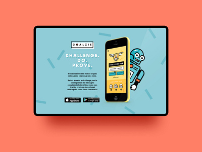 Goalzie - Landingpage app design fun layout mental health robot ui website