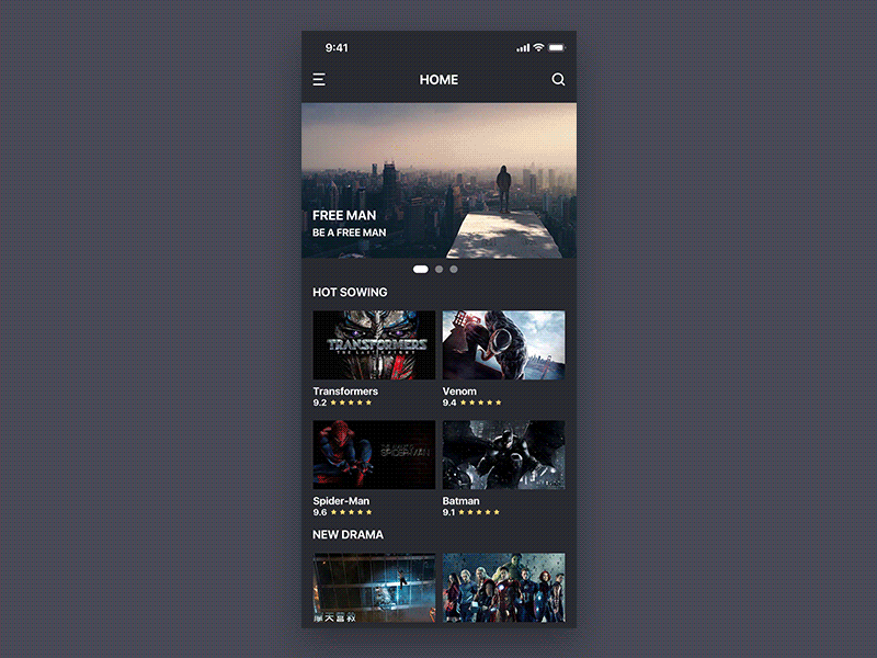 Movie application app ui