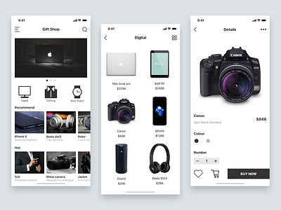 Gift shop purchase app ui ux